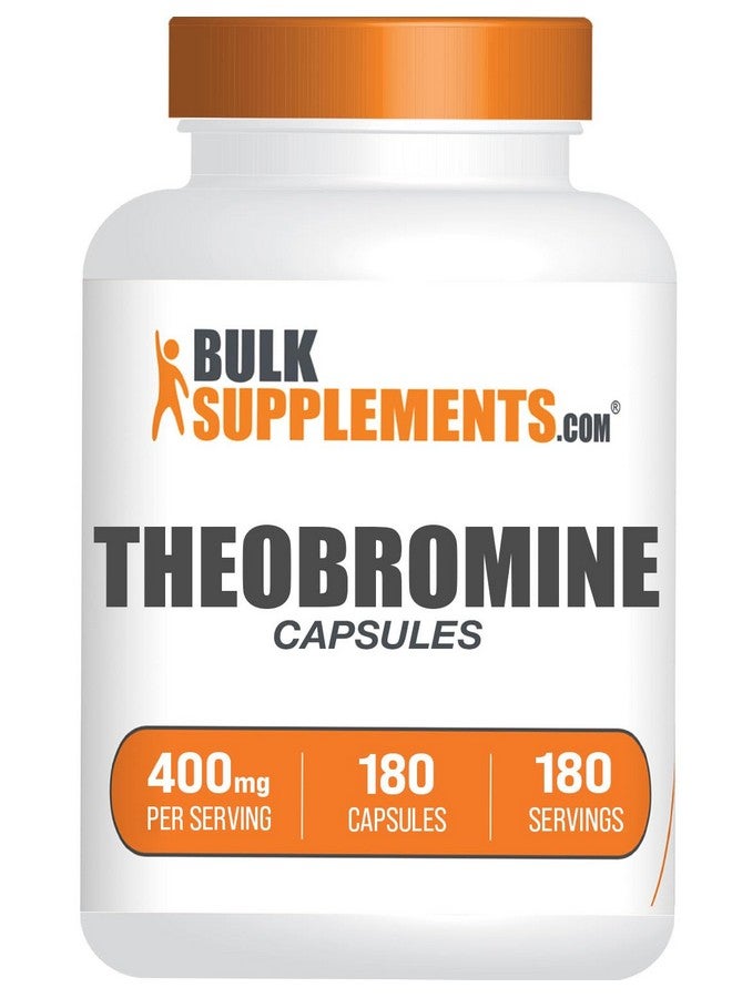BulkSupplements.com Theobromine Capsules - Theobromine Supplement, Nootropic Supplement, Theobromine 400mg - Brain & Energy Support - Gluten Free, 1 Capsule per Serving, 180 Capsules - Image 1