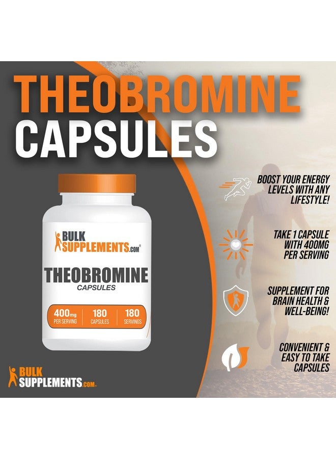 BulkSupplements.com Theobromine Capsules - Theobromine Supplement, Nootropic Supplement, Theobromine 400mg - Brain & Energy Support - Gluten Free, 1 Capsule per Serving, 180 Capsules - Image 3