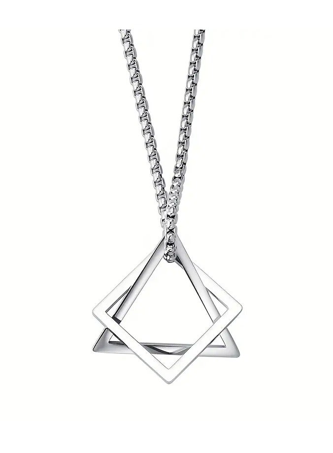 Home Clearance Sale Stainless Steel Geometric Pendant Necklace for Men Personality High-end Fashion Accessory Couple Gift - Image 1
