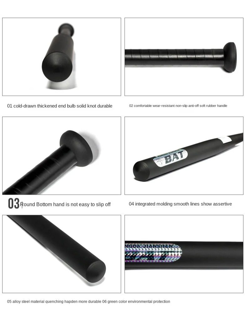 بات مضرب بيسبول من الألومنيوم بطول 34 بوصة للتدريب على البيسبول والسوفتبول والدفاع عن النفس، أسود - Image 5