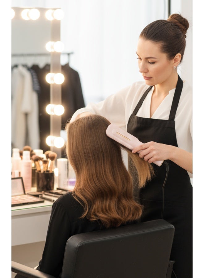 Cherry Blossom Pink Straightening Brush with LCD Display Built-in comb teeth straightener Heat-resistant rapid heating with automatic shut-off safety feature Suitable for all hair types Perfectly meets professional salon-level home care needs (USB rechargeable) - Image 5