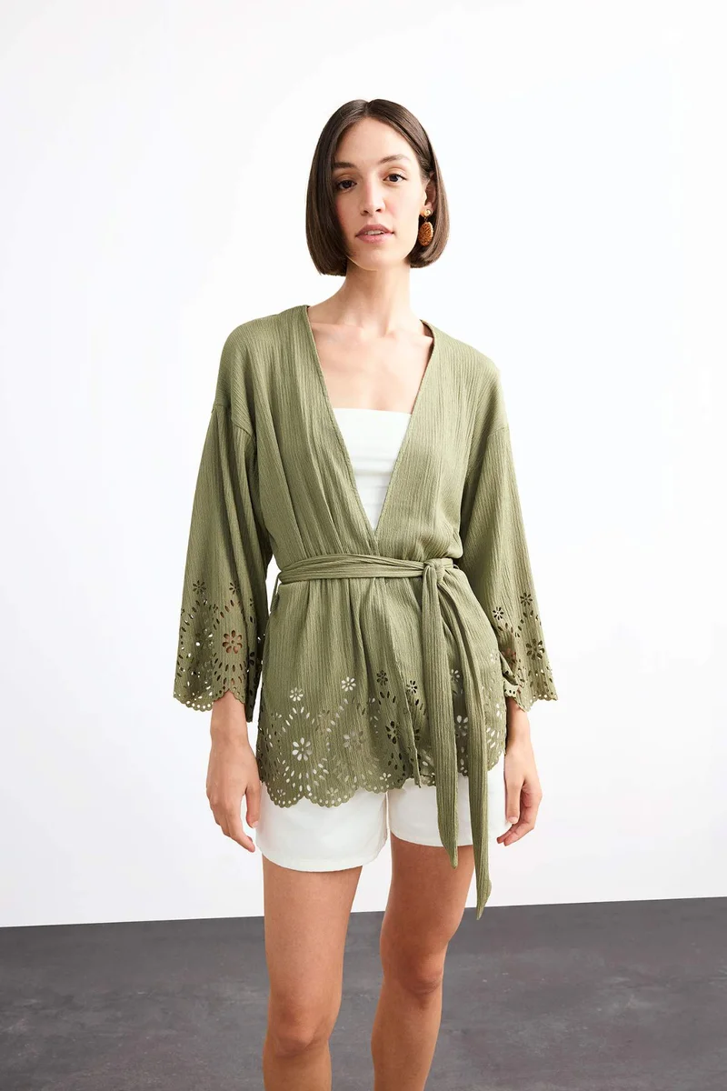 DeFacto Fitted Crepe Tie Long Sleeve Blouse