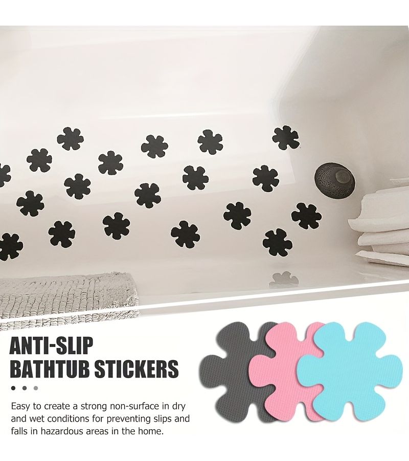 Transparent 20pcs Non Slip Bathroom Stickers Flower Shaped Shower Mat Anti Slip Bathtub Tape - Image 4