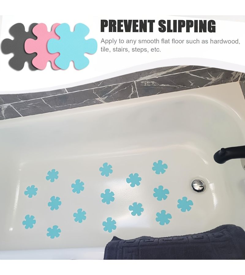 Transparent 20pcs Non Slip Bathroom Stickers Flower Shaped Shower Mat Anti Slip Bathtub Tape - Image 5