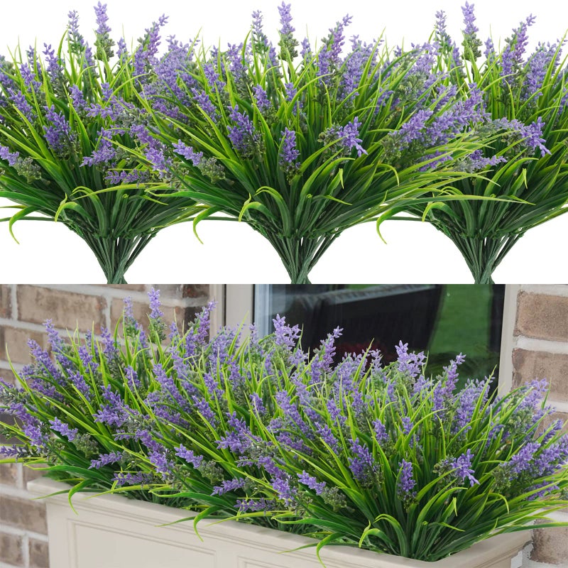 Agusbagli Agusbagli 24 Bundles Artificial Grass Fake Plants, Outdoor Fake Monkey Grass Greenery UV Resistant Faux Plastic Shrubs  - Image 2