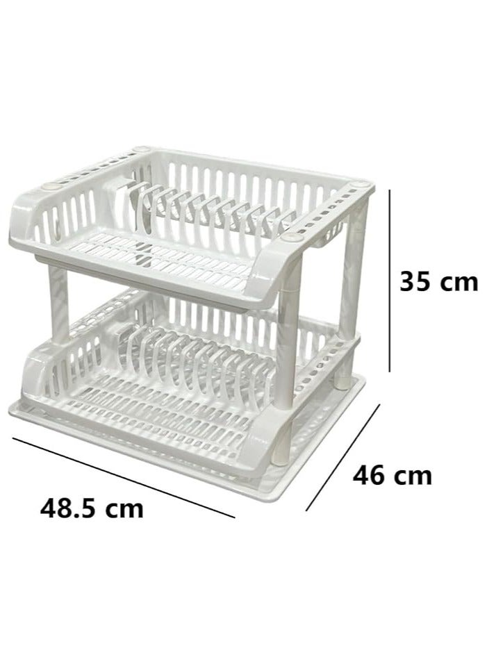 Master Gold 2-Tier Plastic Dish Drying Rack with Drainboard | Dish Racks for Cutlery | Utensil Drying Rack | Sturdy Plastic Organizer for Kitchen Counter - Image 4