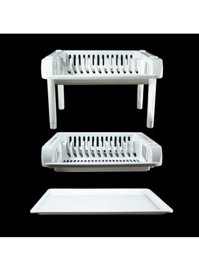 Master Gold 2-Tier Plastic Dish Drying Rack with Drainboard | Dish Racks for Cutlery | Utensil Drying Rack | Sturdy Plastic Organizer for Kitchen Counter - Image 5