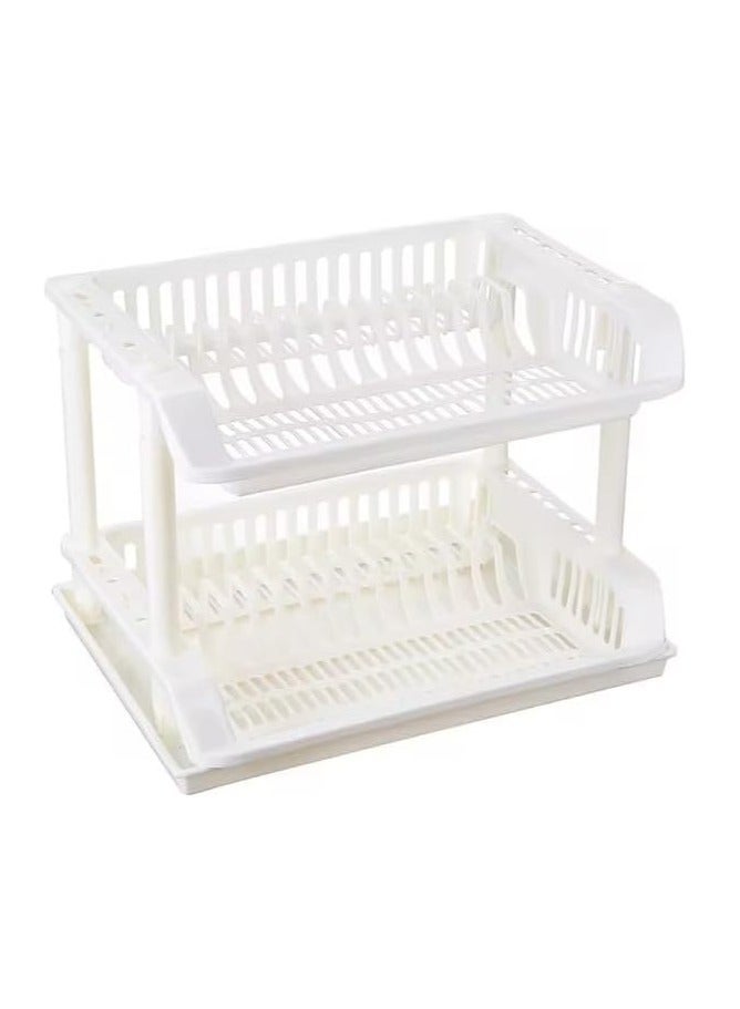 Master Gold 2-Tier Plastic Dish Drying Rack with Drainboard | Dish Racks for Cutlery | Utensil Drying Rack | Sturdy Plastic Organizer for Kitchen Counter - Image 3
