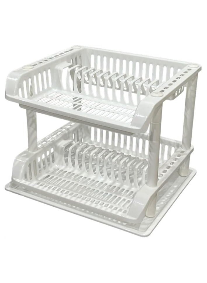 Master Gold 2-Tier Plastic Dish Drying Rack with Drainboard | Dish Racks for Cutlery | Utensil Drying Rack | Sturdy Plastic Organizer for Kitchen Counter - Image 1