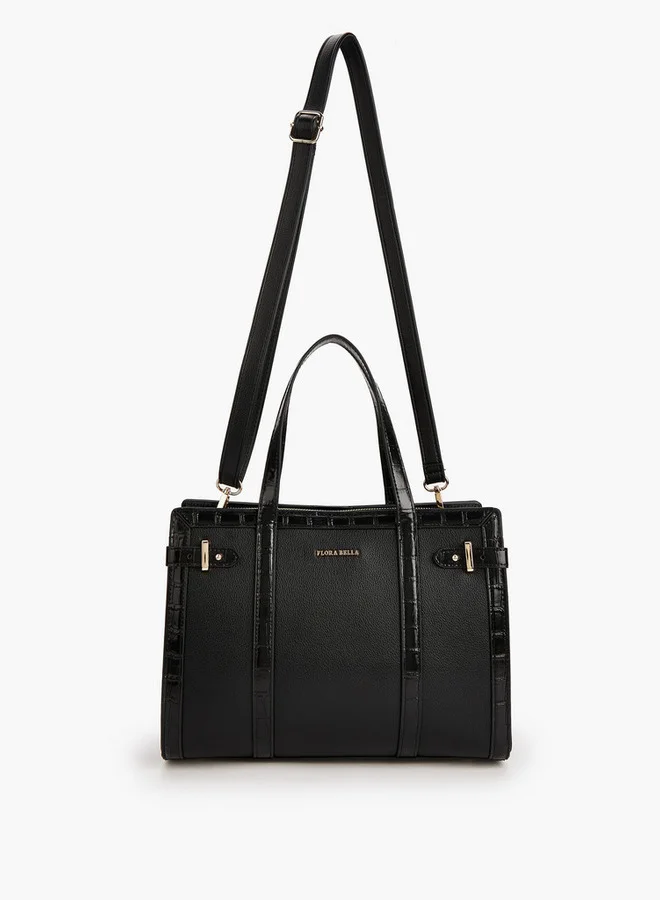 Flora Bella By Shoexpress Textured Tote Bag with Zip Closure