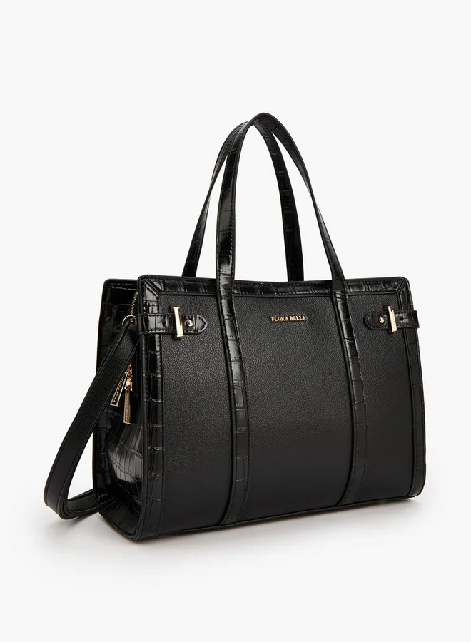 Flora Bella By Shoexpress Textured Tote Bag with Zip Closure
