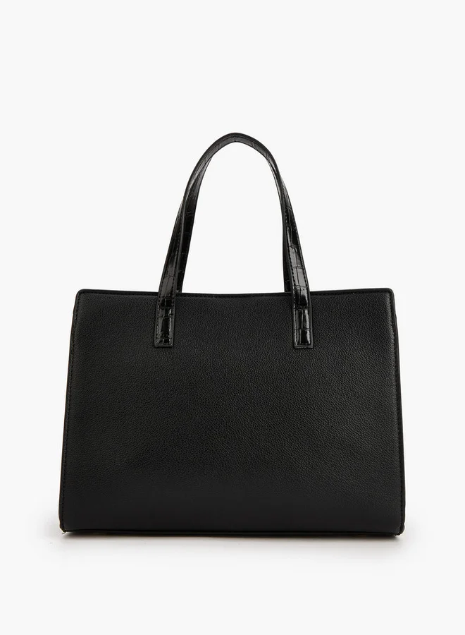 Flora Bella By Shoexpress Textured Tote Bag with Zip Closure