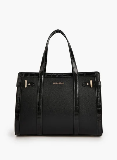Flora Bella By Shoexpress Textured Tote Bag with Zip Closure