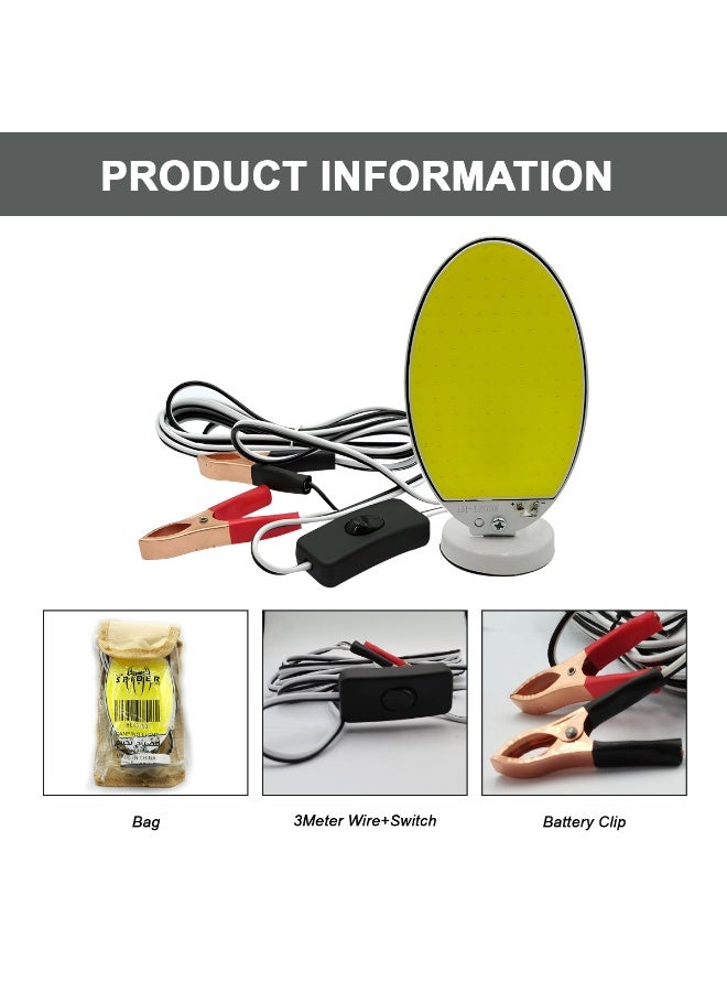 SPIDER 150W Premium Camping Light - LED Work Light, 1080LM Waterproof IP67 COB Floodlight with Battery Clips & Switch, Oval Portable Emergency Lamp with 3M Cable for Camping, Car Repair, Fishing, Garage & Outdoor Use door and outdoor work. BL-10793 - Image 3