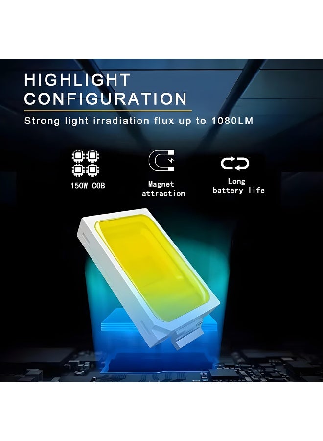 SPIDER 150W Premium Camping Light - LED Work Light, 1080LM Waterproof IP67 COB Floodlight with Battery Clips & Switch, Oval Portable Emergency Lamp with 3M Cable for Camping, Car Repair, Fishing, Garage & Outdoor Use door and outdoor work. BL-10793 - Image 4