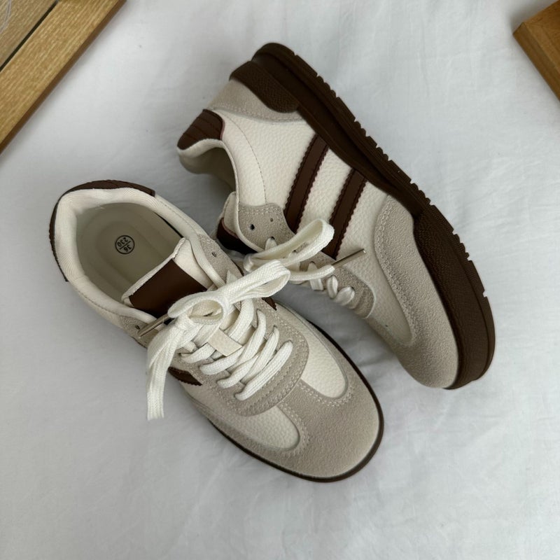 Hong Kong-style beige Forrest Gump shoes German training shoes womens shoes 2024 new autumn and winter female students Joker casual explosions A9871 Beige