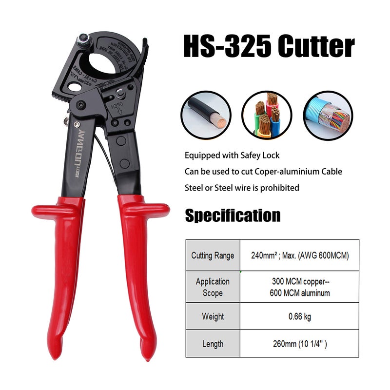 Yangoutool Ratchet Cable Wire Cutter and Heavy Duty Aluminum Copper Ratchet Cable Cutter for Cutting Electrical Wire Up to 240mm² Cutter Pliers - Image 4
