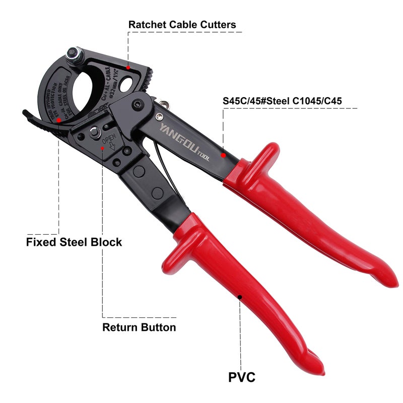 Yangoutool Ratchet Cable Wire Cutter and Heavy Duty Aluminum Copper Ratchet Cable Cutter for Cutting Electrical Wire Up to 240mm² Cutter Pliers - Image 2