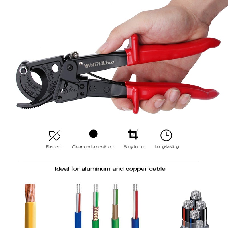 Yangoutool Ratchet Cable Wire Cutter and Heavy Duty Aluminum Copper Ratchet Cable Cutter for Cutting Electrical Wire Up to 240mm² Cutter Pliers - Image 3