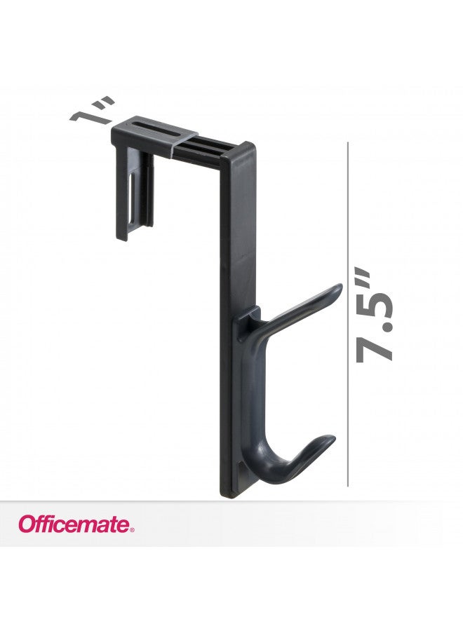 Officemate Double Coat Hooks for Cubicle Panels, Adjustable 1.25-3.5 Inch, Charcoal (22005) - Image 2