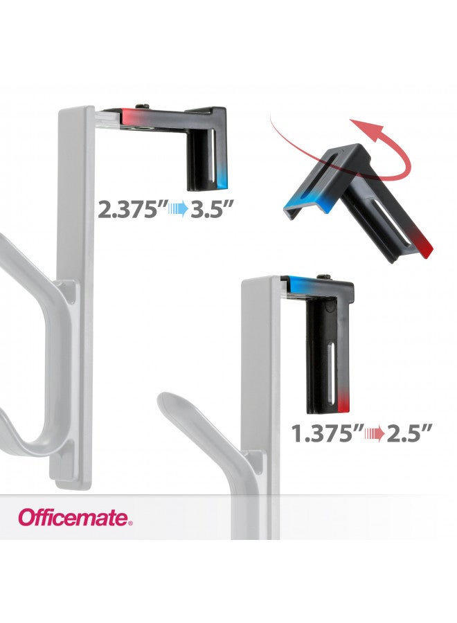 Officemate Double Coat Hooks for Cubicle Panels, Adjustable 1.25-3.5 Inch, Charcoal (22005) - Image 3