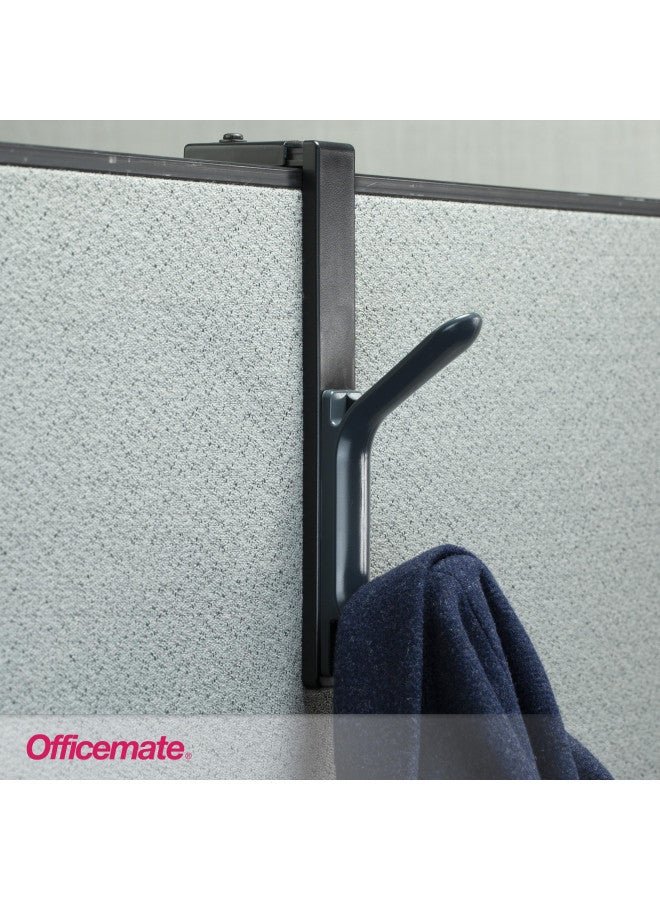 Officemate Double Coat Hooks for Cubicle Panels, Adjustable 1.25-3.5 Inch, Charcoal (22005) - Image 5