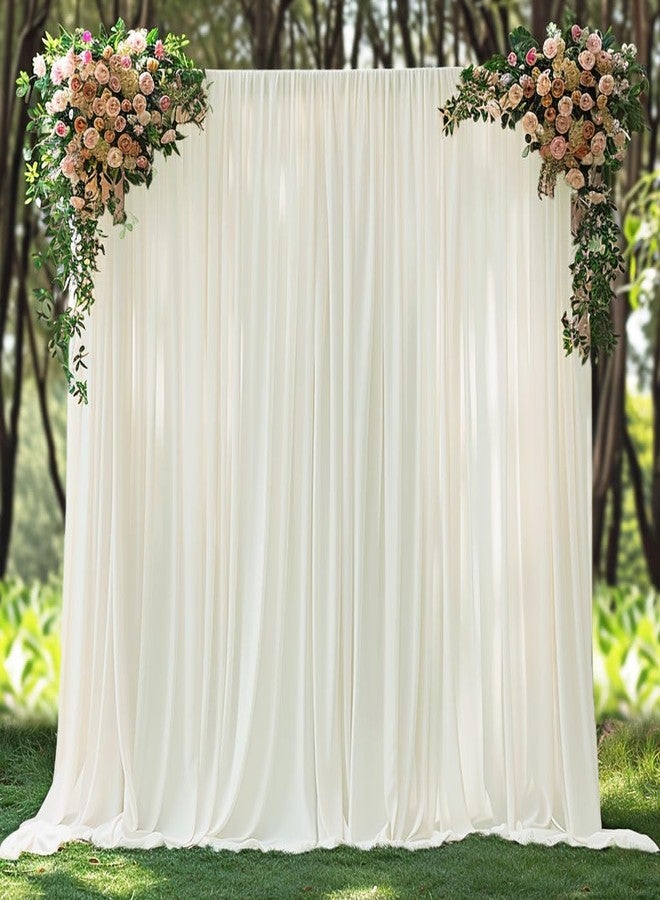 ESGOTBME 10x10ft Wrinkle Free Ivory Backdrop Curtain for Parties Soft Fabric Drapes Wedding Ivory Curtain Backdrop for Birthday Party Decorations Background for Photography 5x10ft,2 Panels - Image 1