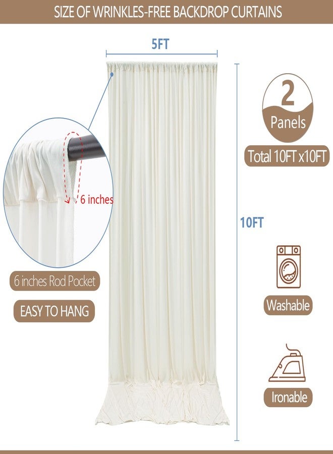 ESGOTBME 10x10ft Wrinkle Free Ivory Backdrop Curtain for Parties Soft Fabric Drapes Wedding Ivory Curtain Backdrop for Birthday Party Decorations Background for Photography 5x10ft,2 Panels - Image 3
