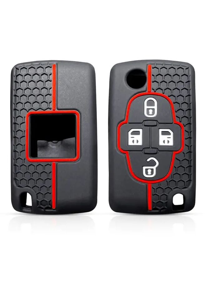 Black Silicone Car Key Protective Case Cover for Peugeot 407 607 806 807 1007 Citroen C8 with Keychain - Image 1