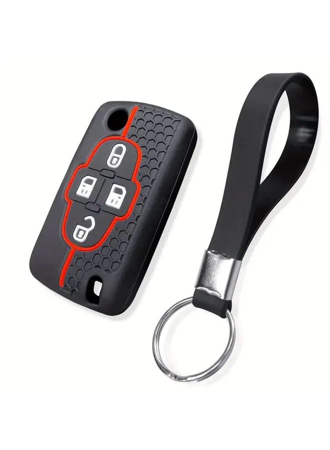 Black Silicone Car Key Protective Case Cover for Peugeot 407 607 806 807 1007 Citroen C8 with Keychain - Image 4