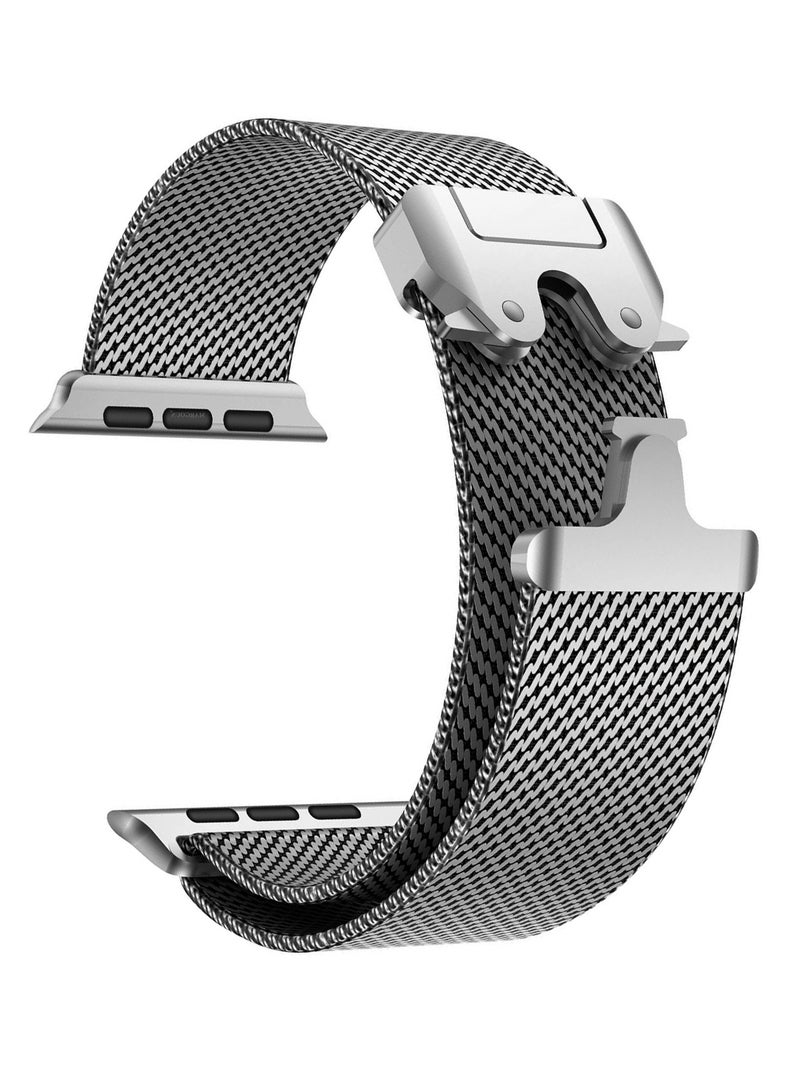 CATANES Milanese Loop for Apple Watch Band Ultra 2 Band Ultra 49mm 46mm 45mm 44mm, Parachute-Style Buckle Stainless Steel Mesh Metal Band for iWatch Series 10-1 SEÂ - Silver - Image 1