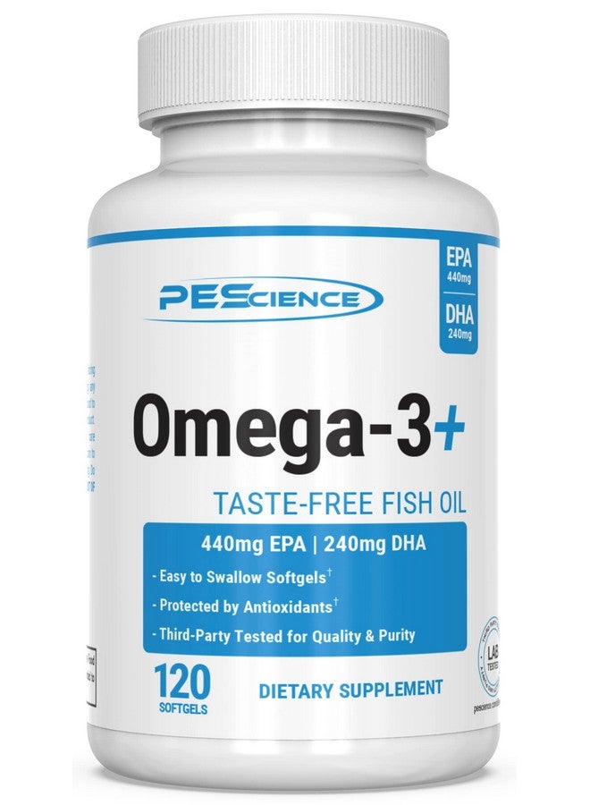 PEScience Omega-3+, 440mg EPA and 240mg DHA Fish Oil Supplement, Easy to Swallow Small Size Softgel, No Taste, 60 Servings - Image 1