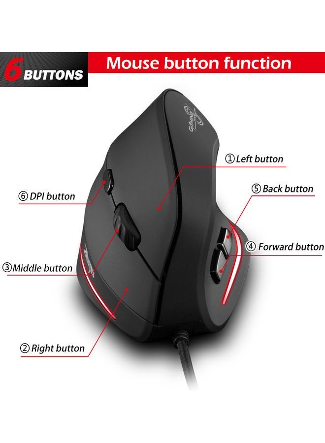 NIBEMINENT Wired Vertical Mouse Black - Image 3