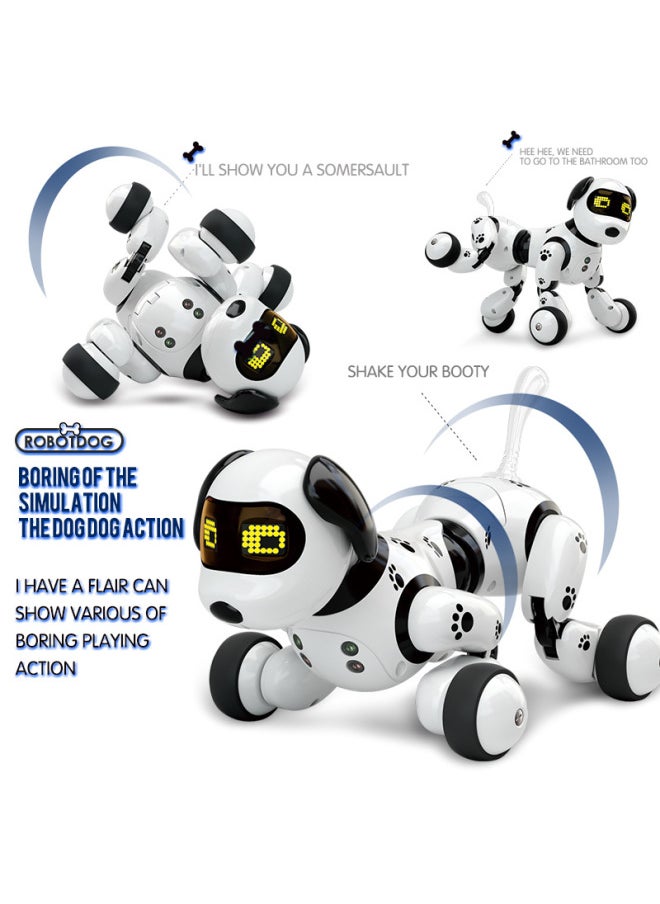 Electric Singing Toy Dog Intelligent Induction Bionic Robot Dog Children's Educational Programming Pet Dog-Color:Packaging (black And White)  - Image 4