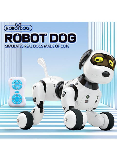 Electric Singing Toy Dog Intelligent Induction Bionic Robot Dog Children's Educational Programming Pet Dog-Color:Packaging (black And White)