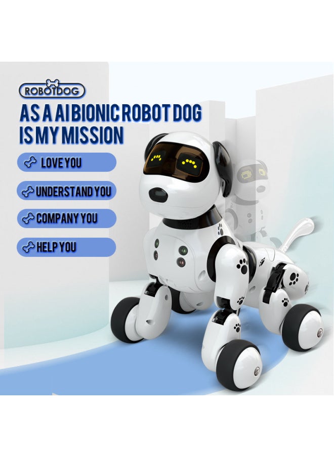 Electric Singing Toy Dog Intelligent Induction Bionic Robot Dog Children's Educational Programming Pet Dog-Color:Packaging (black And White)  - Image 3