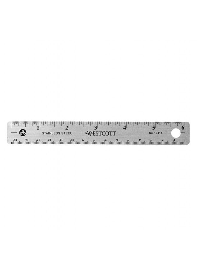 Westcott Westcott Stainless Steel Office Ruler with Non Slip Cork Base, 6-Inch (10414)