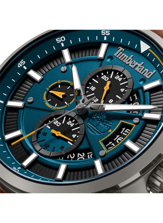 Timberland Men Calahan Blue Dial Leather Strap Multifunction Watch for Men, 46mm - Image 4