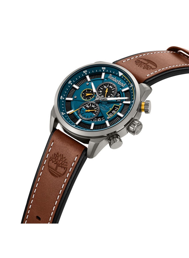 Timberland Men Calahan Blue Dial Leather Strap Multifunction Watch for Men, 46mm - Image 2