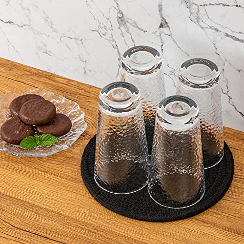 Cazzon Trivets for Hot Dishes, Pots and Pans, 8 Inches Hot Pads 5 Pcs, Pot Holders for Kitchen, Heat Resistant Mat Protect Counter, Coasters Set Home Essentials Farmhouse Decor (Black) - Image 4