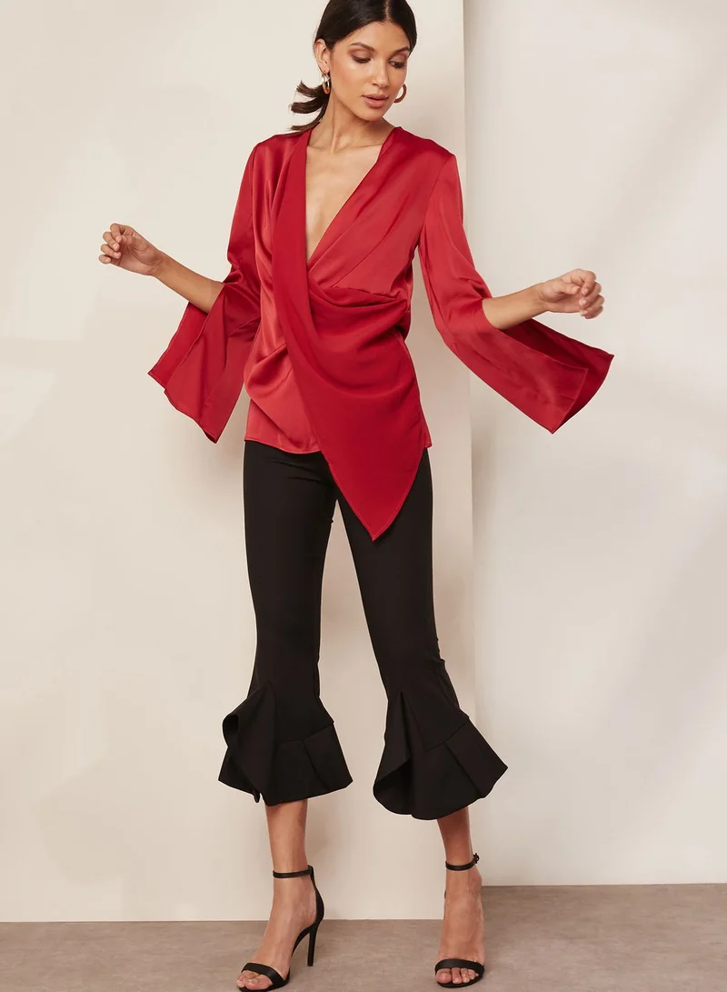 Cmeo collective Drape Front Split Sleeve Blouse