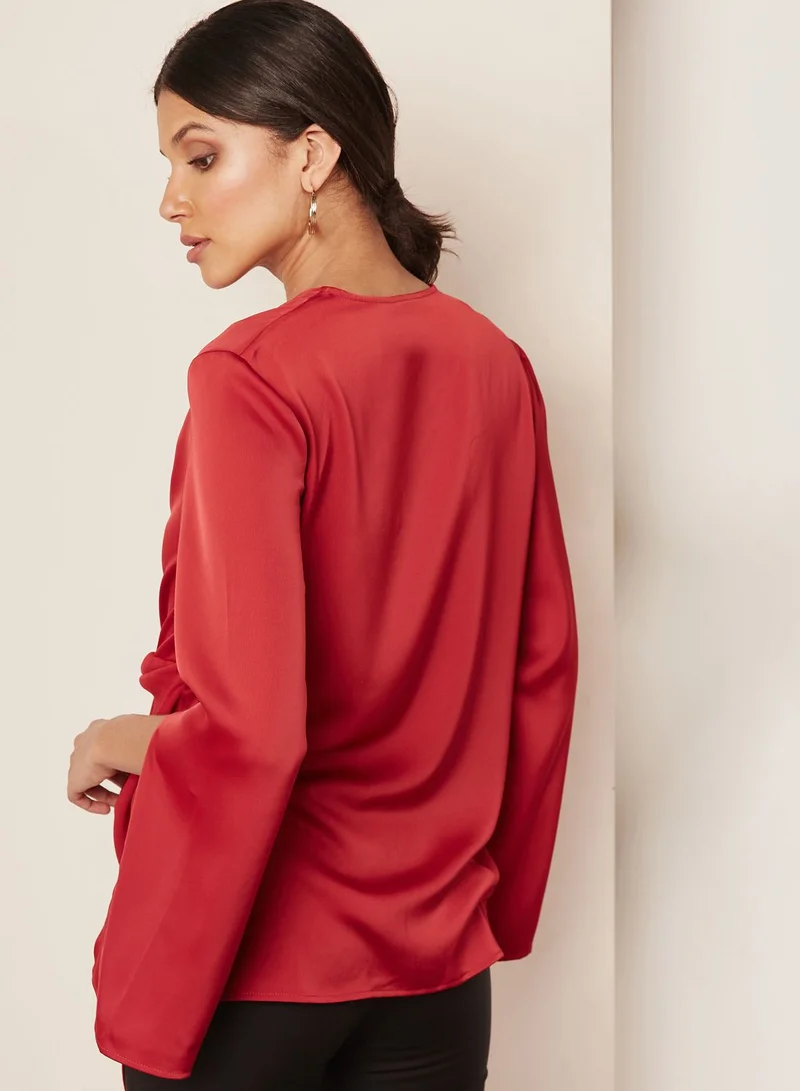Cmeo collective Drape Front Split Sleeve Blouse