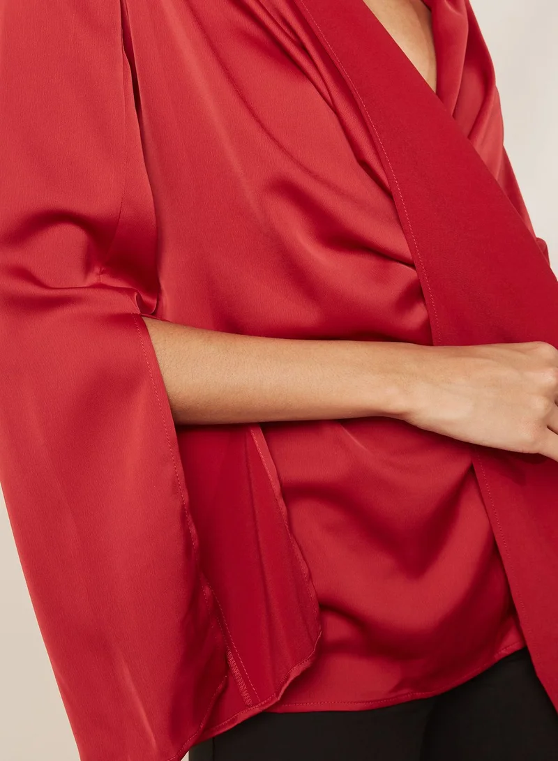 Cmeo collective Drape Front Split Sleeve Blouse