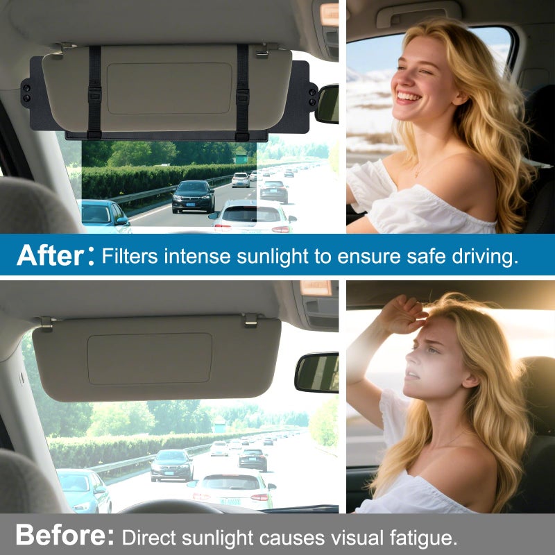 Autiora Sun Visor Extender for Car, Visor Extender Sun Blocker, Sun Visor Extension with Anti-Glare Lens Blocks UV & Sunlight, Adjustable Car Sun Visor for Safe Driving (1 Pack) - Image 2