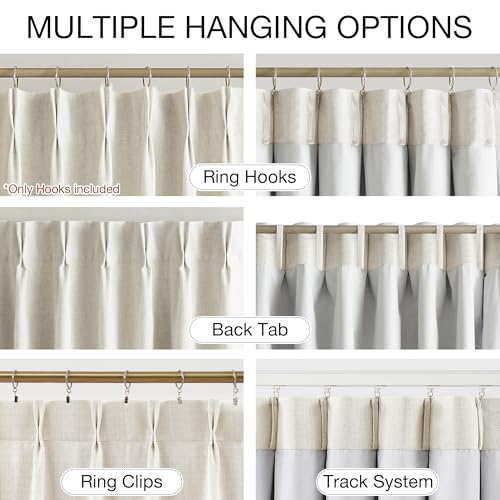Kayne Studio Natural Pinch Pleated Full Blackout Curtains, Linen Blend Room Darkening Thermal Insulated Soundproof Drapes, 84 Inch Back Tab Window Curtains for Living Room Bedroom (2 Panels, 40"x84") - Image 3