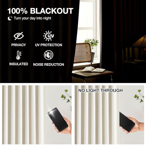 Kayne Studio Natural Pinch Pleated Full Blackout Curtains, Linen Blend Room Darkening Thermal Insulated Soundproof Drapes, 84 Inch Back Tab Window Curtains for Living Room Bedroom (2 Panels, 40"x84") - Image 4