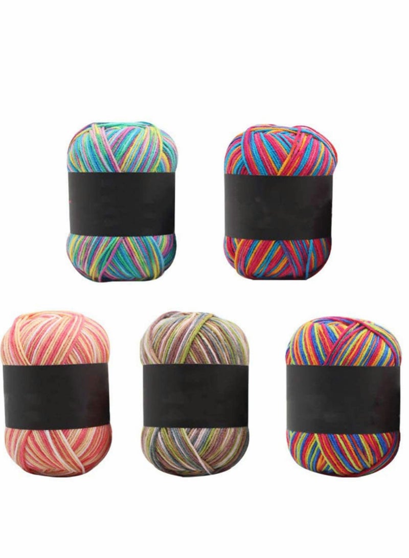 KASTWAVE Crochet Yarn Five Piece Multi, Colored, Acrylic Knitting Yarn, Hand Knitting Yarn, Weaving Yarn, Crochet Thread ( Multicolor ) - Image 1