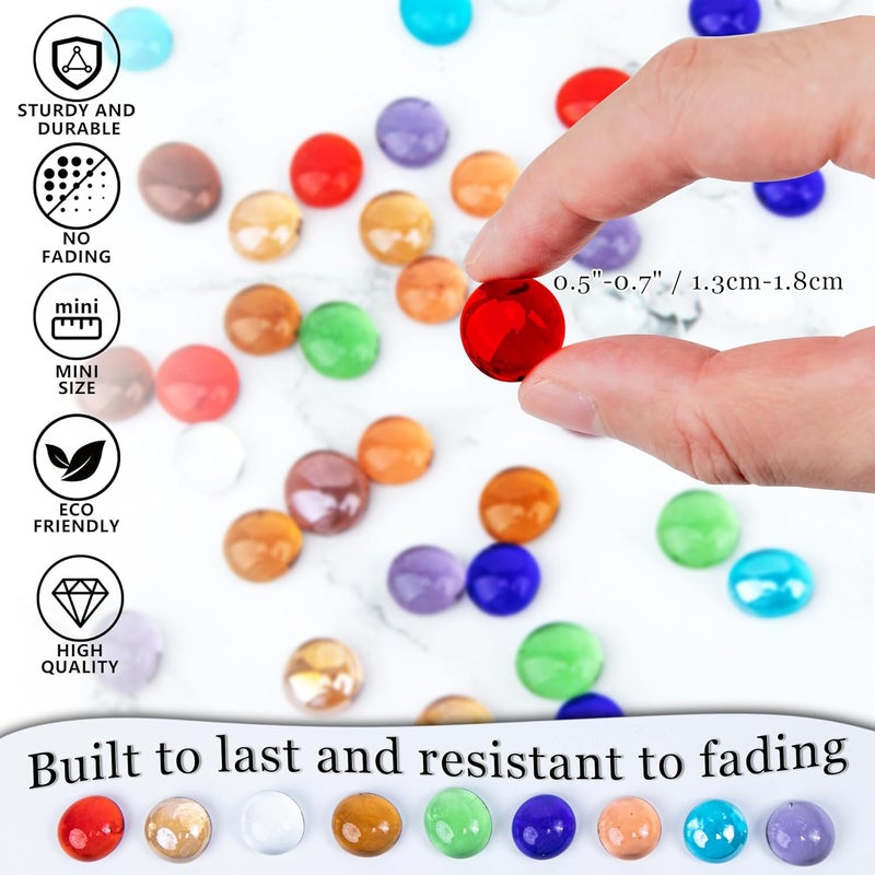 Meschett 50PCS Mini Glass Gems,Red Mancala Stones Flat Bottom Marble Beads for Home Decorative Art Craft Vase Filler(0.5"~0.7") - Image 5