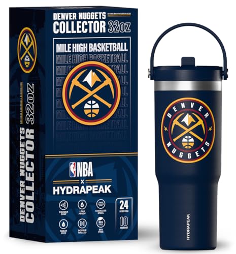Hydrapeak x NBA Officially Licensed Denver Nuggets 32oz Nomad Stainless Steel Tumbler with Handle and Straw Lid, Leakproof Water Bottle in Limited Edition Collector's Gift Box - Image 1