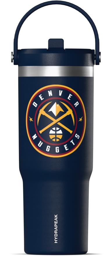 Hydrapeak x NBA Officially Licensed Denver Nuggets 32oz Nomad Stainless Steel Tumbler with Handle and Straw Lid, Leakproof Water Bottle in Limited Edition Collector's Gift Box - Image 2